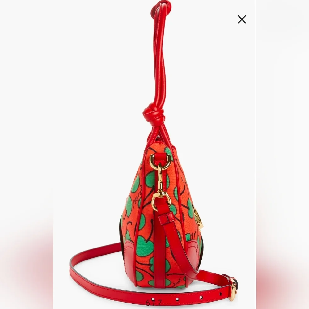 MOSCHINO® Couture All-Over Cherry Print Canvas Hobo Bag - Picture 6 of 7